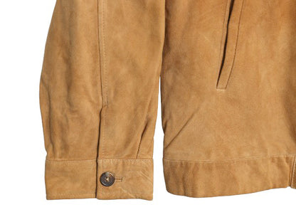 ブルックスブラザーズ 本革 スウェードレザー ジャケット メンズ M 革ジャン フルジップ ブルゾン ジャンパー ライナー付き ライダース 茶