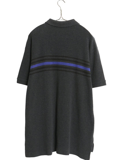 90s ポロスポーツ ラルフローレン ボーダー 半袖 ポロシャツ メンズ XL 古着 オールド ポロ 半袖シャツ サーマル ストレッチ 大きいサイズ
