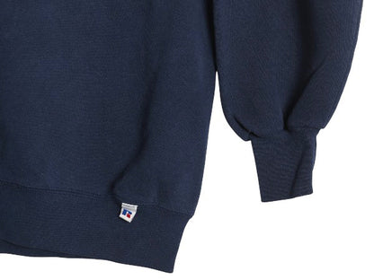 90s USA製 ラッセル カレッジ プリント スウェット メンズ XXXL / オールド トレーナー 裏起毛 前V クルーネック 大きいサイズ トップス 紺