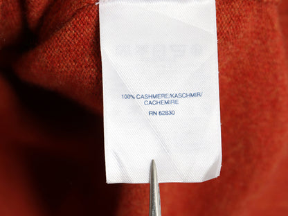 ランズエンド Vネック ニット セーター メンズ M 古着 高級 100% カシミヤ 長袖ニット 無地 シンプル カジュアル ハイゲージ オレンジ 薄手