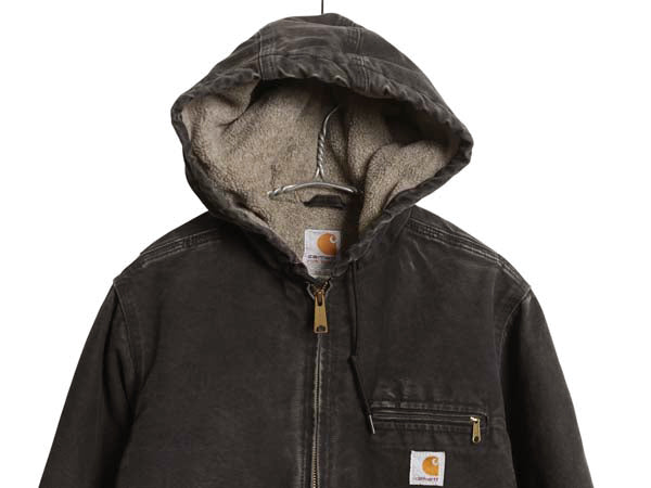 US企画 カーハート ダック シエラ ジャケット レディース S 古着 裏 ボア パイル フリース フルジップ ブルゾン アクティブ 廃盤 黒 ワーク