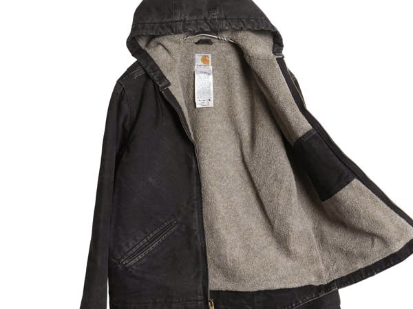 US企画 カーハート ダック シエラ ジャケット レディース S 古着 裏 ボア パイル フリース フルジップ ブルゾン アクティブ 廃盤 黒 ワーク