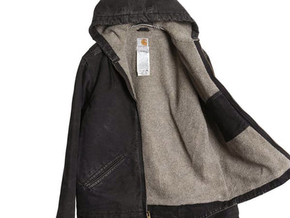 US企画 カーハート ダック シエラ ジャケット レディース S 古着 裏 ボア パイル フリース フルジップ ブルゾン アクティブ 廃盤 黒 ワーク