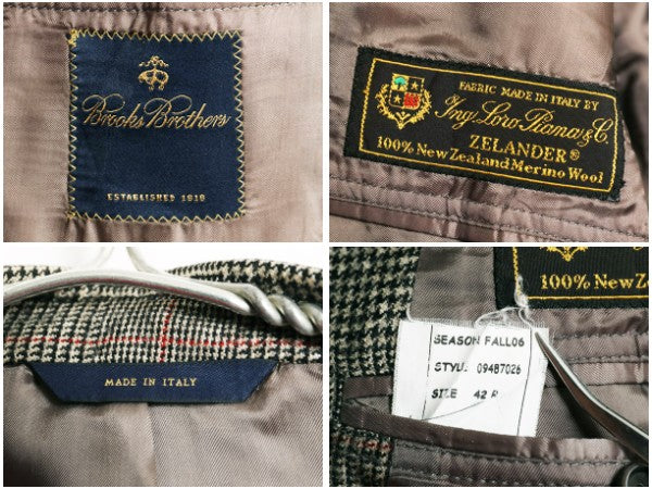 イタリア製 ブルックスブラザーズ ロロピアーナ テーラード ジャケット メンズ XL ブレザー メリノ ウール チェック トラッド 大きいサイズ