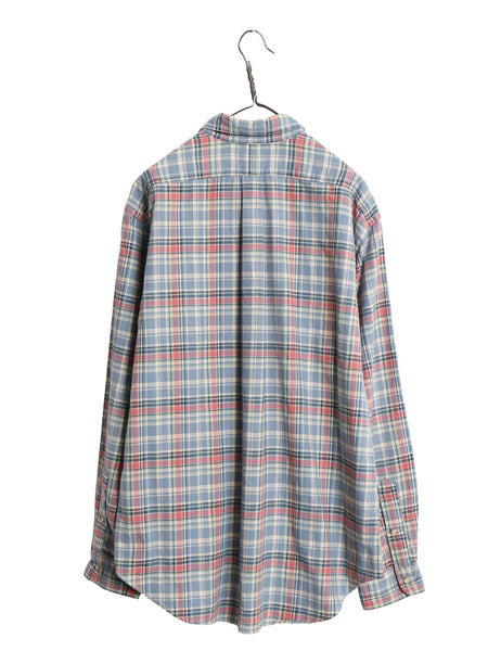 00s ラルフローレン フランネル 長袖 ボタンダウン シャツ メンズ XL 古着 オールド ポロ チェック ネルシャツ 大きいサイズ マルチカラー