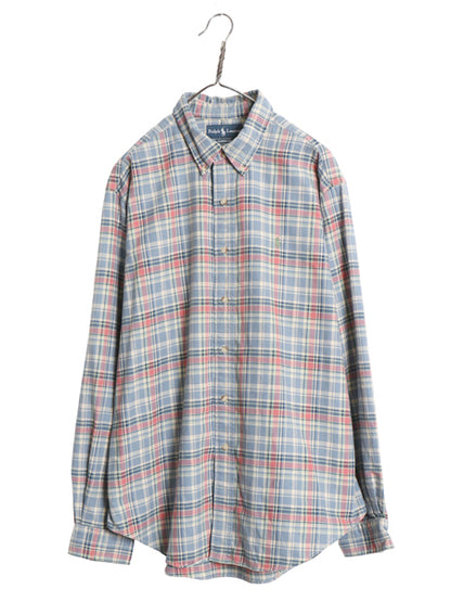 00s ラルフローレン フランネル 長袖 ボタンダウン シャツ メンズ XL 古着 オールド ポロ チェック ネルシャツ 大きいサイズ マルチカラー