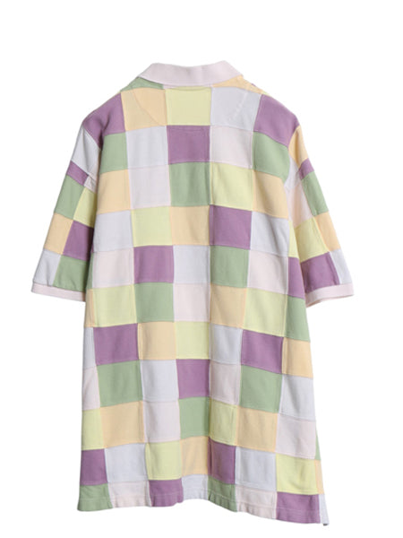 00s オービス パッチワーク 鹿の子 半袖 ポロシャツ メンズ XL 古着 オールド 半袖シャツ カットソー コットン 大きいサイズ マルチカラー