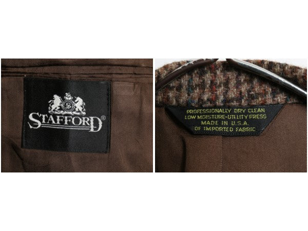 デッドストック 80s USA製 JCPENNY STAFFORD ハリスツイード テーラード ジャケット メンズ M 程/ ヴィンテージ ブレザー ウール ツイード
