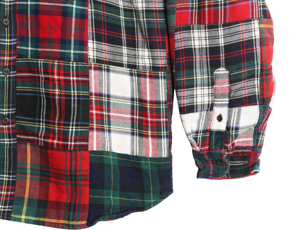 90s ジェイクルー パッチワーク ヘビー フランネル シャツ メンズ XL 古着 オールド 中綿 キルティング ライナー付き ネルシャツ チェック