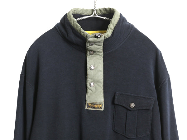 00s ポロ ラルフローレン ハーフジップ スウェット メンズ XL / 古着 オールド トレーナー ハイネック プルオーバー ブラック 大きいサイズ