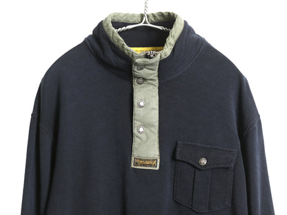 00s ポロ ラルフローレン ハーフジップ スウェット メンズ XL / 古着 オールド トレーナー ハイネック プルオーバー ブラック 大きいサイズ