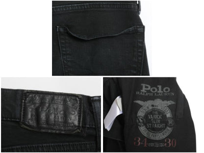 ポロ ラルフローレン ブラック デニム パンツ メンズ 実寸 36 30 / ヴィンテージ モデル ジーンズ ジーパン スリム ストレート ストレッチ
