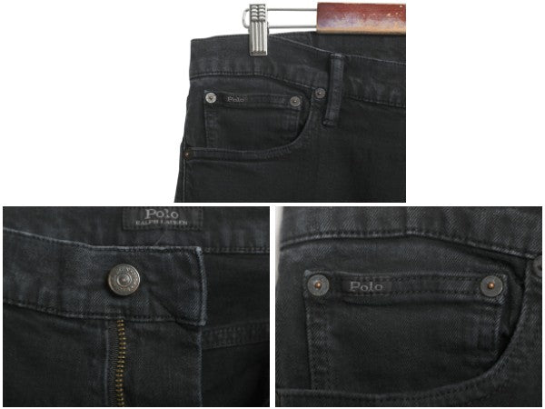 ポロ ラルフローレン ブラック デニム パンツ メンズ 実寸 36 30 / ヴィンテージ モデル ジーンズ ジーパン スリム ストレート ストレッチ