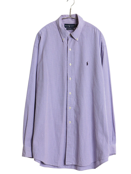90s ラルフローレン ギンガム チェック 長袖 ボタンダウン シャツ メンズ XL / オールド ポロ コットン 長袖シャツ Yシャツ 大きいサイズ