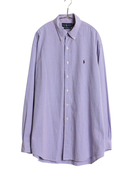 90s ラルフローレン ギンガム チェック 長袖 ボタンダウン シャツ メンズ XL / オールド ポロ コットン 長袖シャツ Yシャツ 大きいサイズ