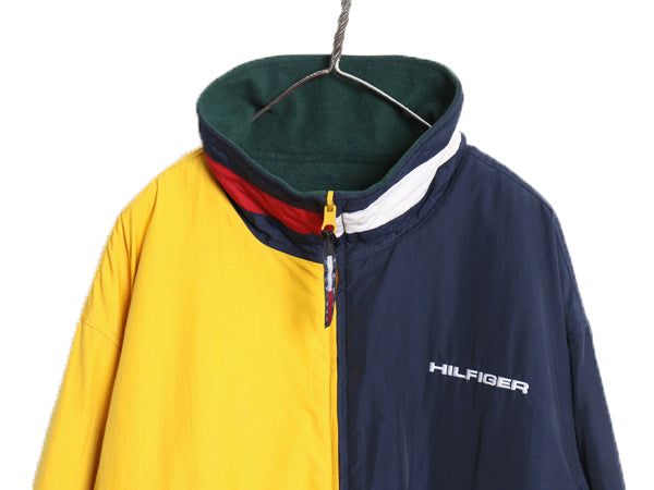 90s トミーヒルフィガー リバーシブル セーリング ジャケット メンズ L 古着 オールド ナイロン フリース フルジップ ブルゾン ジャンパー