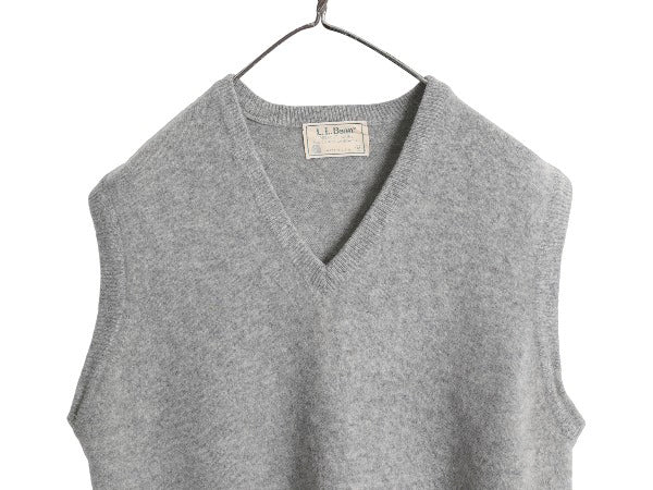 80s USA製 エルエルビーン ラム ウール ニット ベストメンズ レディース M 古着 ヴィンテージ Vネック プルオーバー セーター 無地 重ね着
