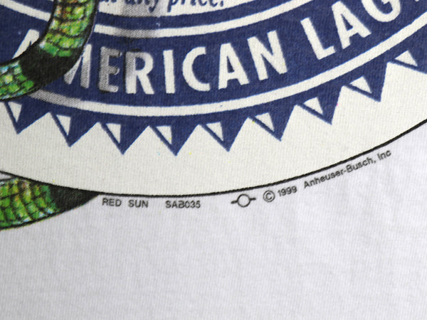 90s ★ バドワイザー カメレオン イラスト プリント Tシャツ メンズ XL 古着 グラフィック ビール 当時物 企業物 アニマル キャラクター 白