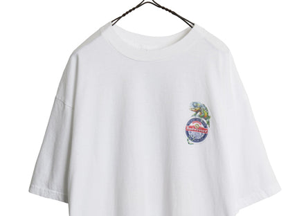 90s ★ バドワイザー カメレオン イラスト プリント Tシャツ メンズ XL 古着 グラフィック ビール 当時物 企業物 アニマル キャラクター 白