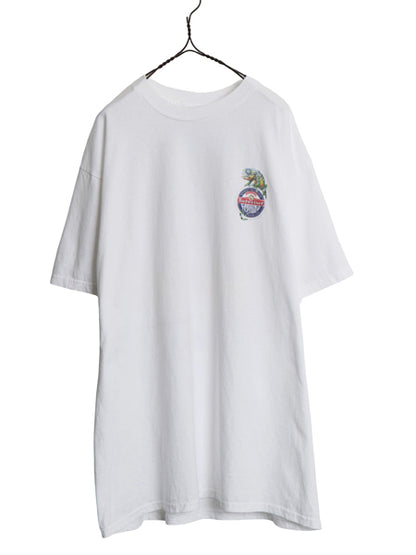 90s ★ バドワイザー カメレオン イラスト プリント Tシャツ メンズ XL 古着 グラフィック ビール 当時物 企業物 アニマル キャラクター 白
