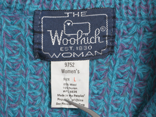 80s ウールリッチ ショールカラー ニット セーター レディース L 紺タグ ヴィンテージ アウトドア ウール リブ編み チャンキー ローゲージ