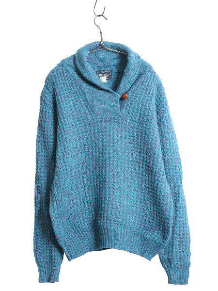 80s ウールリッチ ショールカラー ニット セーター レディース L 紺タグ ヴィンテージ アウトドア ウール リブ編み チャンキー ローゲージ