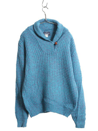 80s ウールリッチ ショールカラー ニット セーター レディース L 紺タグ ヴィンテージ アウトドア ウール リブ編み チャンキー ローゲージ