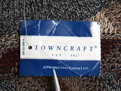 デッドストック 90s タウンクラフト デザイン ニット セーター メンズ L 新品 未使用 オールド JCPenney アクリル 総柄 薄手 マルチカラー