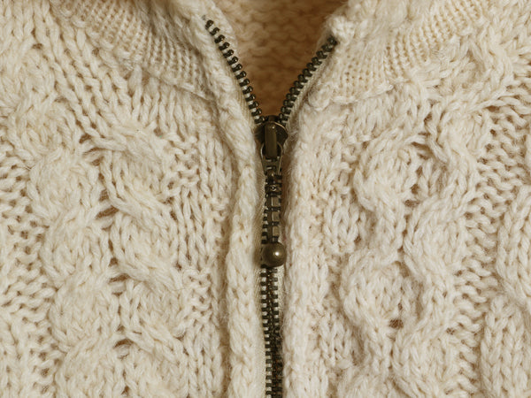アイルランド製 BLARNEY WOOLLEN MILLS フィッシャーマン フルジップ ニット パーカー メンズ レディース L ウール セーター カーディガン