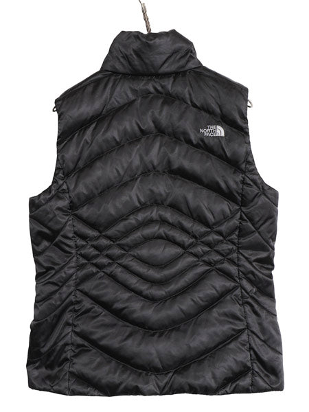 US企画 ノースフェイス ナイロン ダウン ベスト レディース M フルジップ キルティング アウトドア 550フィル 重ね着 前開き ハイネック 黒