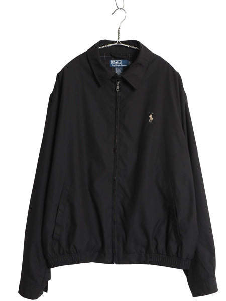90s ポロ ラルフローレン スイングトップ ジャケット メンズ L / 古着 オールド スムース 素材 フルジップ ライナー付き チェック ブラック