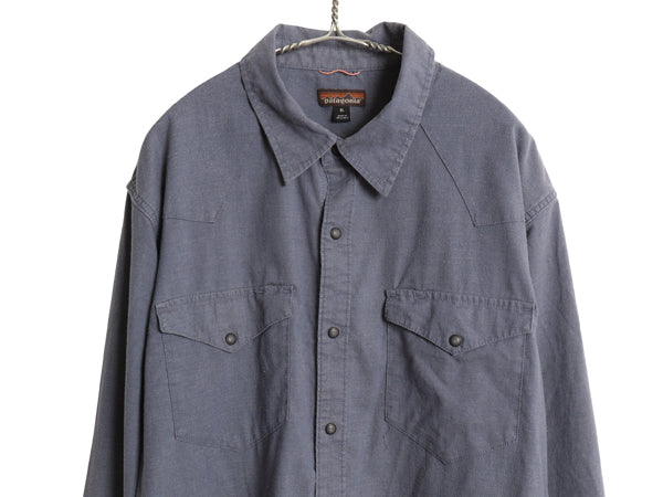 パタゴニア ウエスタン スナップ シャツ メンズ XL / 18年製 長袖シャツ ストレッチ スナップボタン ヘンプ 無地 カジュアル 大きいサイズ