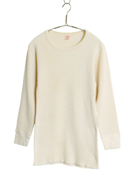 80s USA製 ジェーイーモーガン 長袖 サーマル Tシャツ M 小さめ メンズ S 程 ヴィンテージ 100% コットン アンダーシャツ 無地 ナチュラル