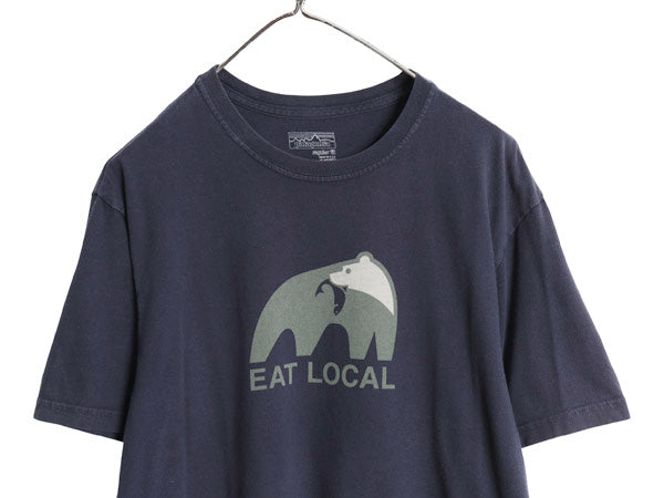 USA製 パタゴニア プリント 半袖 Tシャツ メンズ M アウトドア ベア グラフィック アート イラスト アニマル シンプル カジュアル ネイビー