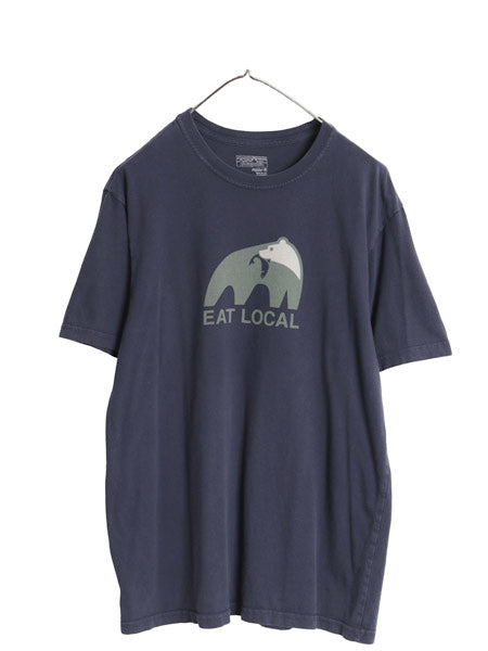 USA製 パタゴニア プリント 半袖 Tシャツ メンズ M アウトドア ベア グラフィック アート イラスト アニマル シンプル カジュアル ネイビー