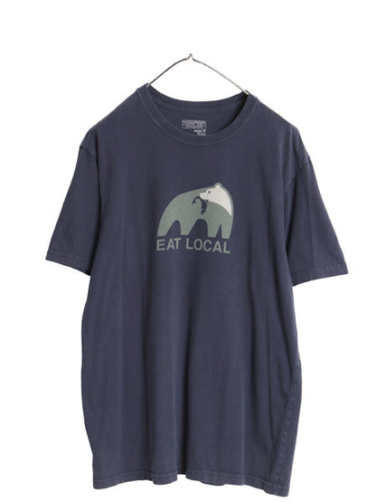 USA製 パタゴニア プリント 半袖 Tシャツ メンズ M アウトドア ベア グラフィック アート イラスト アニマル シンプル カジュアル ネイビー