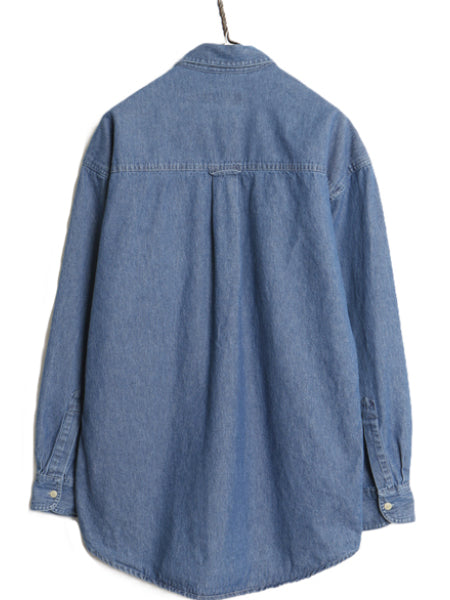 90s チャップス ラルフローレン 長袖 ボタンダウン デニム シャツ メンズ M / オールド 長袖シャツ ワンポイント カジュアル ポケット付き