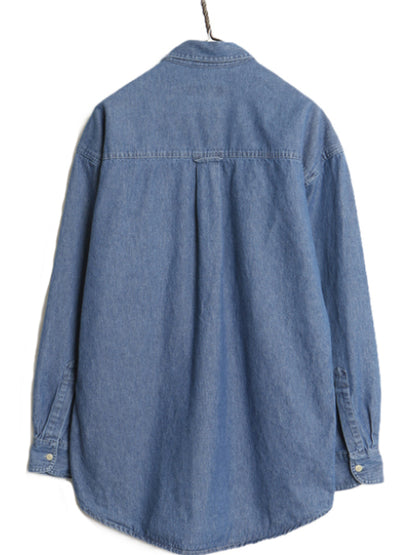 90s チャップス ラルフローレン 長袖 ボタンダウン デニム シャツ メンズ M / オールド 長袖シャツ ワンポイント カジュアル ポケット付き