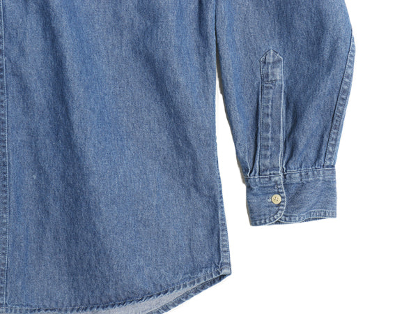 90s チャップス ラルフローレン 長袖 ボタンダウン デニム シャツ メンズ M / オールド 長袖シャツ ワンポイント カジュアル ポケット付き