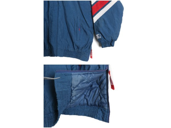 90s ペイトリオッツ 中綿 ナイロン ジャケット メンズ XL オールド NFL オフィシャル スターター スタジャン アメフト ベンチコート フード