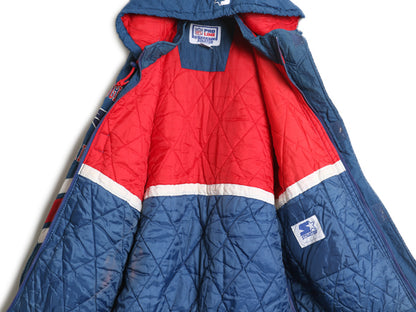 90s ペイトリオッツ 中綿 ナイロン ジャケット メンズ XL オールド NFL オフィシャル スターター スタジャン アメフト ベンチコート フード