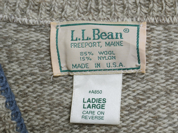 80s アメリカ製 エルエルビーン ノルディック ニット セーター レディース L / ヴィンテージ アウトドア ウール バーズアイ 総柄 シンプル