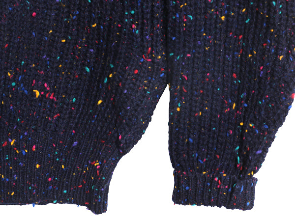 80s オールド ギャップ ウール ニット セーター メンズ M ヴィンテージ 旧タグ ネップ チャンキー 長袖ニット ヘビーウェイト リブ編み 紺