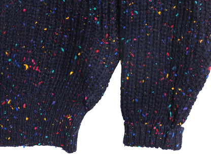 80s オールド ギャップ ウール ニット セーター メンズ M ヴィンテージ 旧タグ ネップ チャンキー 長袖ニット ヘビーウェイト リブ編み 紺