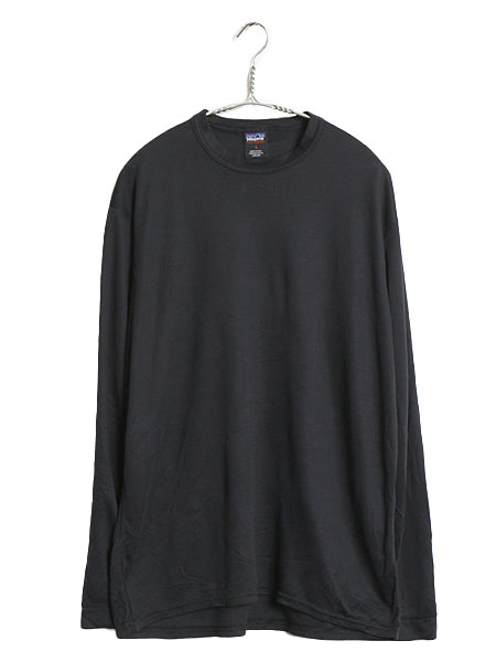 00s USA製 パタゴニア キャプリーン 長袖 Tシャツ メンズ L 古着 00年製 オールド アウトドア ストレッチ アンダーシャツ ロンT  無地 黒