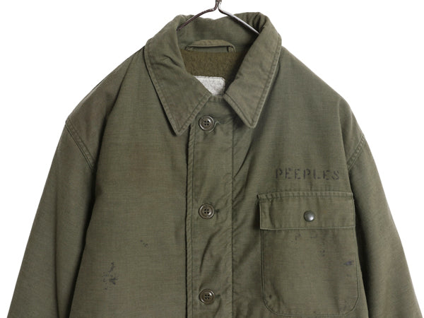 80s ★ 米軍実物 USN ネイビー A-2 デッキ ジャケット メンズ M 程 89年製 ヴィンテージ NAVY ミリタリー 軍物 裏ボア ブルゾン ステンシル