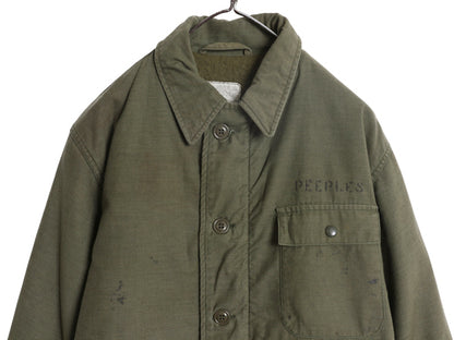 80s ★ 米軍実物 USN ネイビー A-2 デッキ ジャケット メンズ M 程 89年製 ヴィンテージ NAVY ミリタリー 軍物 裏ボア ブルゾン ステンシル