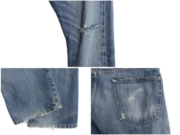 ポロ ラルフローレン デニム パンツ メンズ 34 32 ヴィンテージ 加工 ジーンズ ジーパン ストレート ヒゲ アタリ クラッシュ ダメージ 赤耳