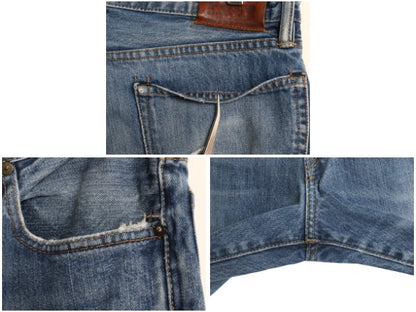 ポロ ラルフローレン デニム パンツ メンズ 34 32 ヴィンテージ 加工 ジーンズ ジーパン ストレート ヒゲ アタリ クラッシュ ダメージ 赤耳