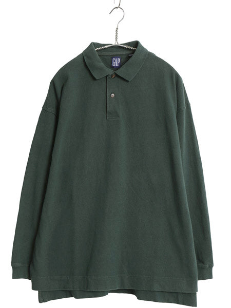 90s オールド ギャップ 長袖 ラガーシャツ メンズ M / 紺タグ 長袖シャツ ラグビー ポロシャツ ヘビーウェイト コットン カットソー 無地